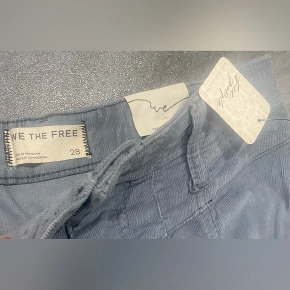 Free People Grey Wide Leg Light Corduroy pants Size 28 NWT - Picture 3 of 4